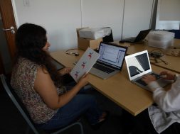 Hera_Hussain_working_on_Wikimania_2014_at_WMUK