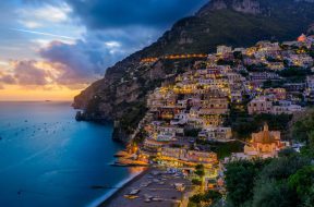 positano, sunset, dawn, italy, amalfi, coast, "amalfi coast", beach, mediterranean, campania, sorrento, salerno, ravello, landscape, see, ocean, travel, colorful, town, tourism, resort, sunshine, coastal, seaside, seascape, hotels, tourists, residential, village, nature, italian