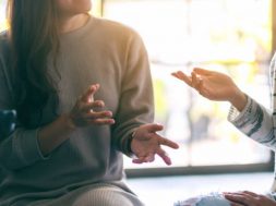 Close up image of women enjoyed talking and drinking coffee together